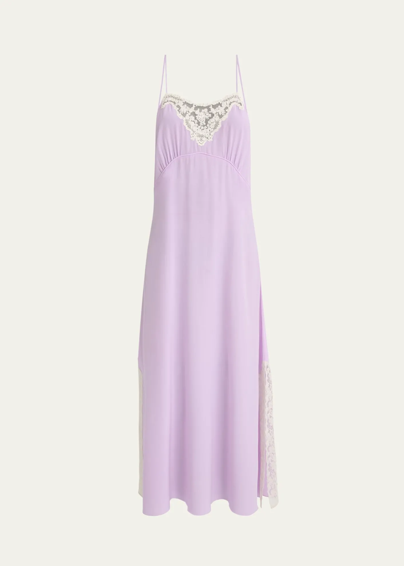 ChloeLace-Trim Silk Midi Slip Dress