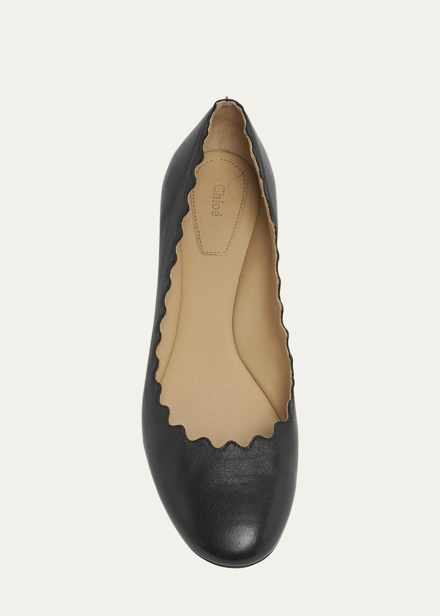 ChloeLauren Scalloped Leather Ballet Flats