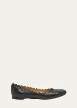 ChloeLauren Scalloped Leather Ballet Flats
