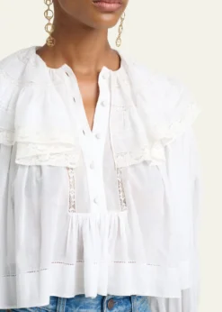 ChloeLight Cotton Voile Capelet Crop Blouse