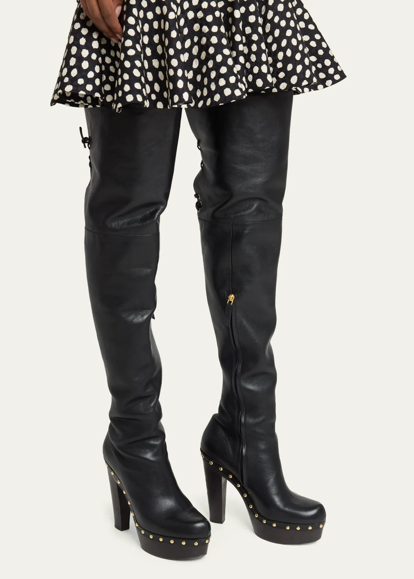 ChloeLola Leather Over-the-Knee Clog Boots