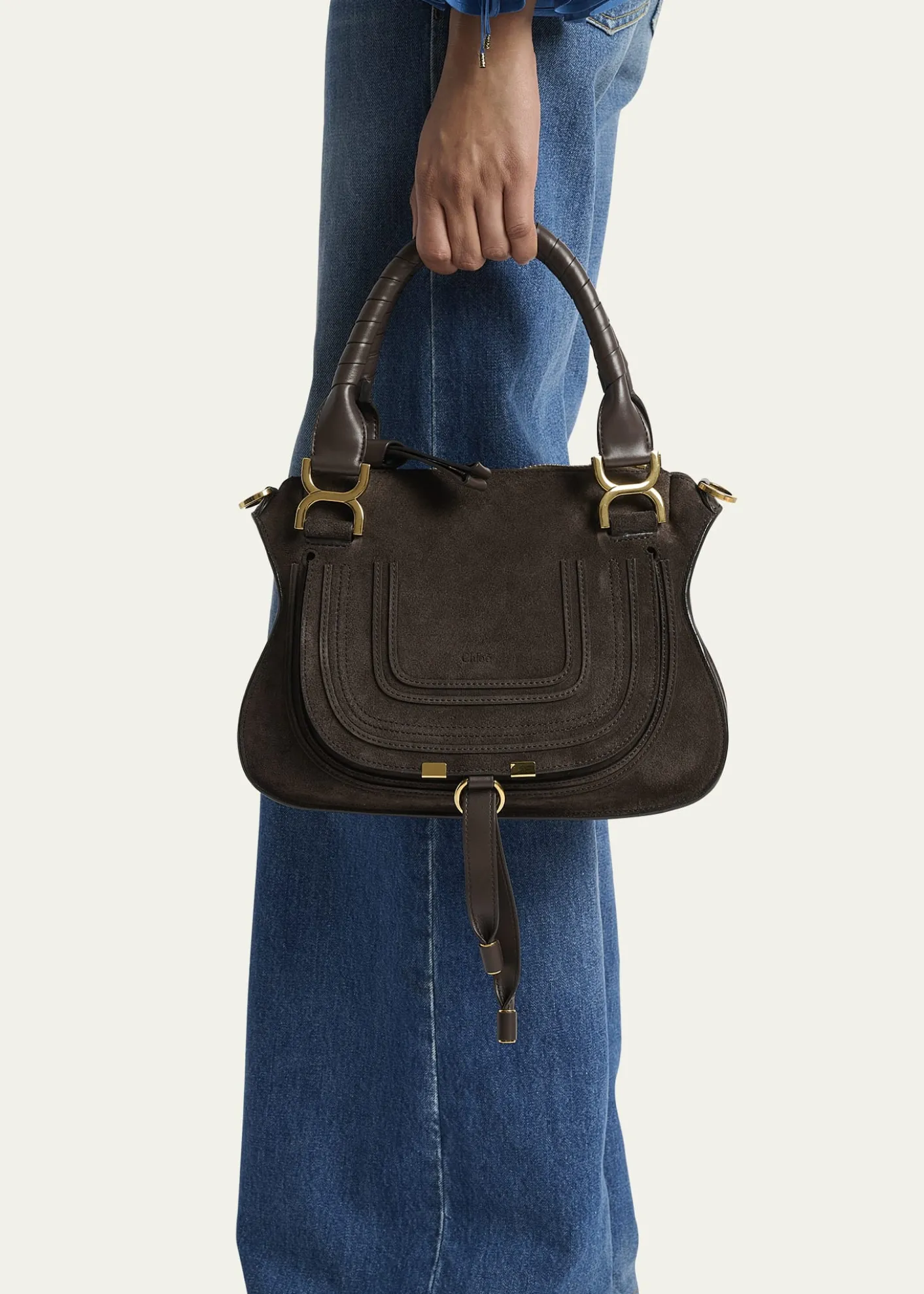 ChloeMarcie Double Carry Satchel in Calfskin Suede