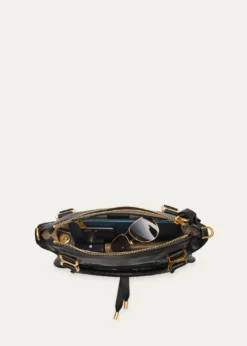 ChloeMarcie Medium Double Carry Satchel Bag in Grained Leather