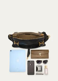 ChloeMarcie Medium Double Carry Satchel Bag in Grained Leather
