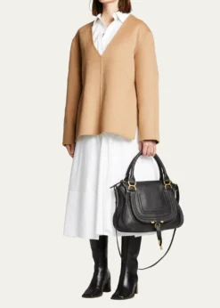 ChloeMarcie Medium Double Carry Satchel Bag in Grained Leather