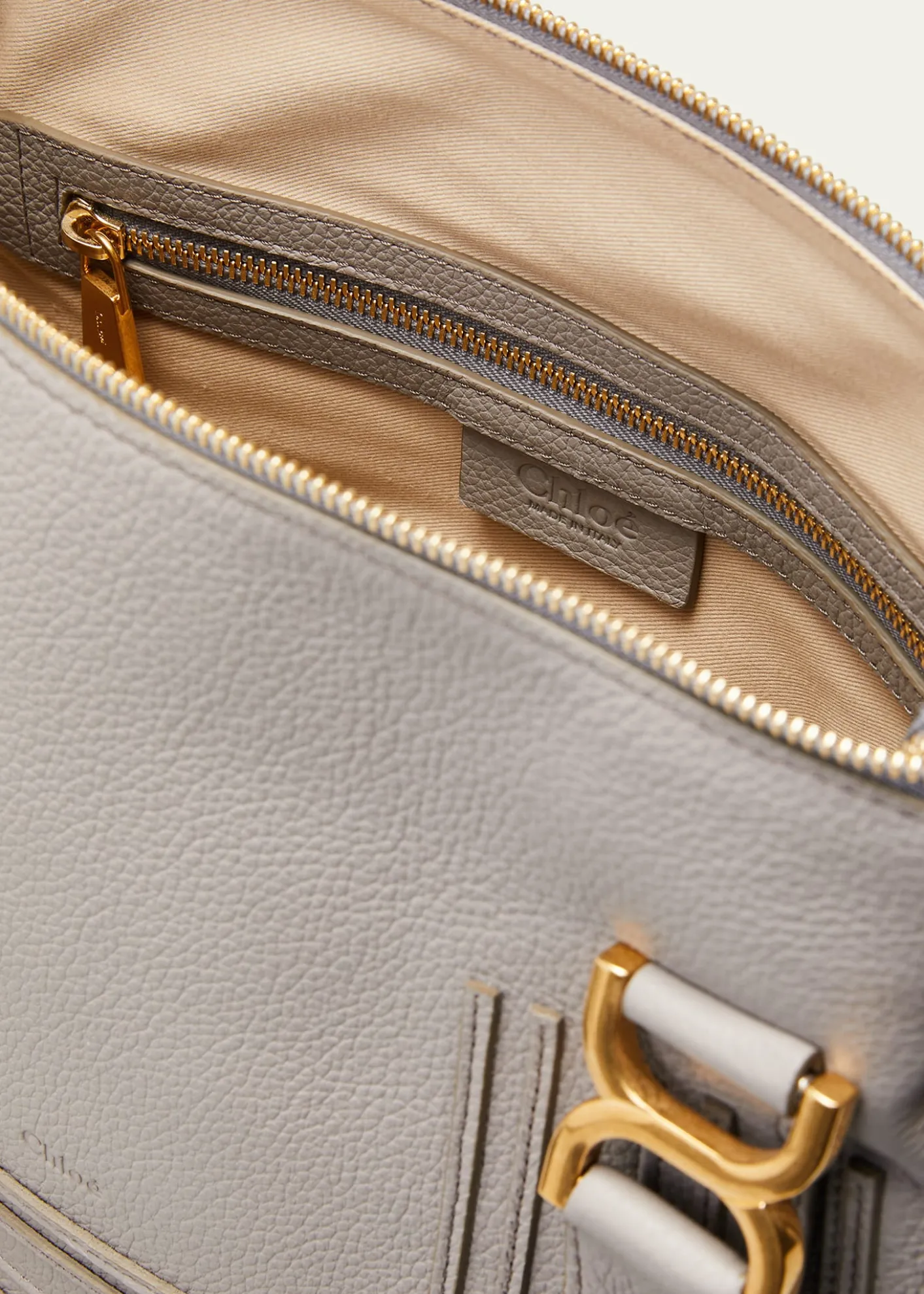 ChloeMarcie Medium Double Carry Satchel Bag in Grained Leather