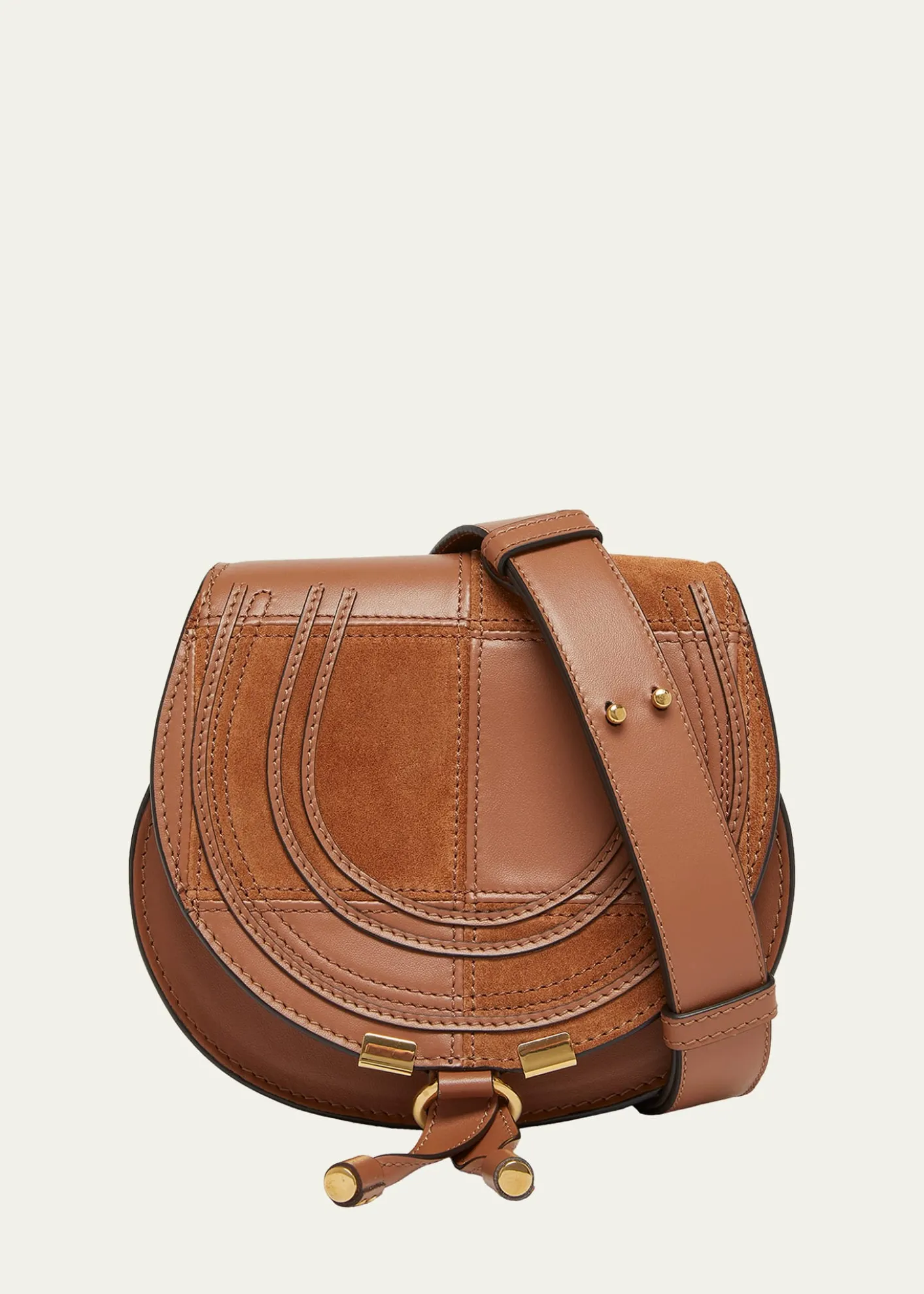 ChloeMarcie Medium Saddle Crossbody Bag in Patchwork Leather