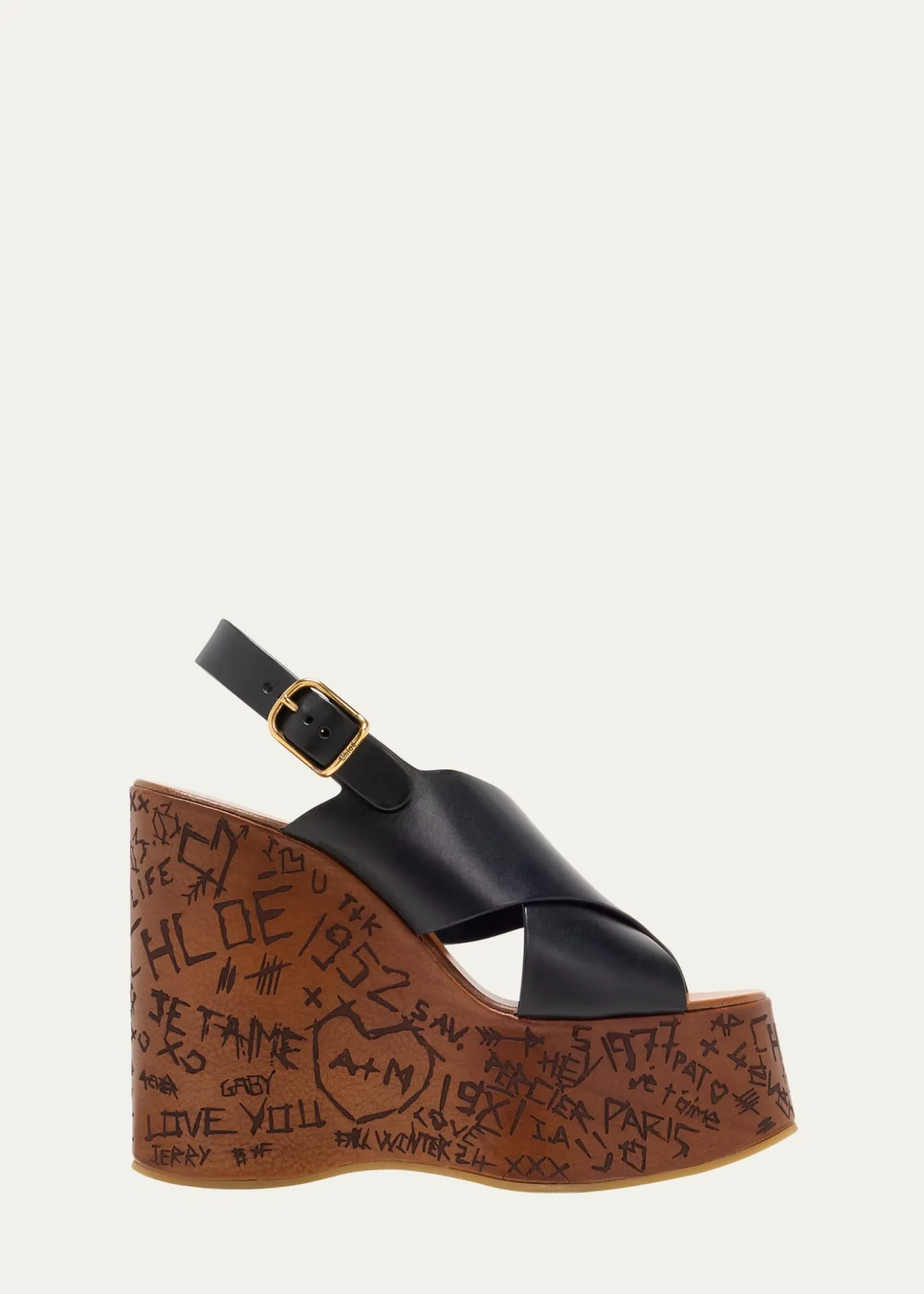 ChloeMaxime Leather Crisscross Platform Sandals