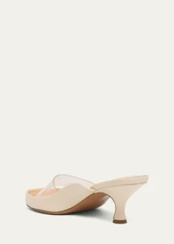 Chloe55mm PVC Strap Leather Mule Sandals