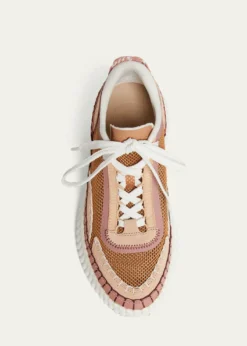 ChloeNama Colorblocked Mesh and Mixed Leather Platform Sneakers