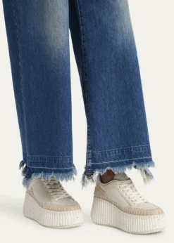 ChloeNama Platform Speckled Mix Leather Sneakers