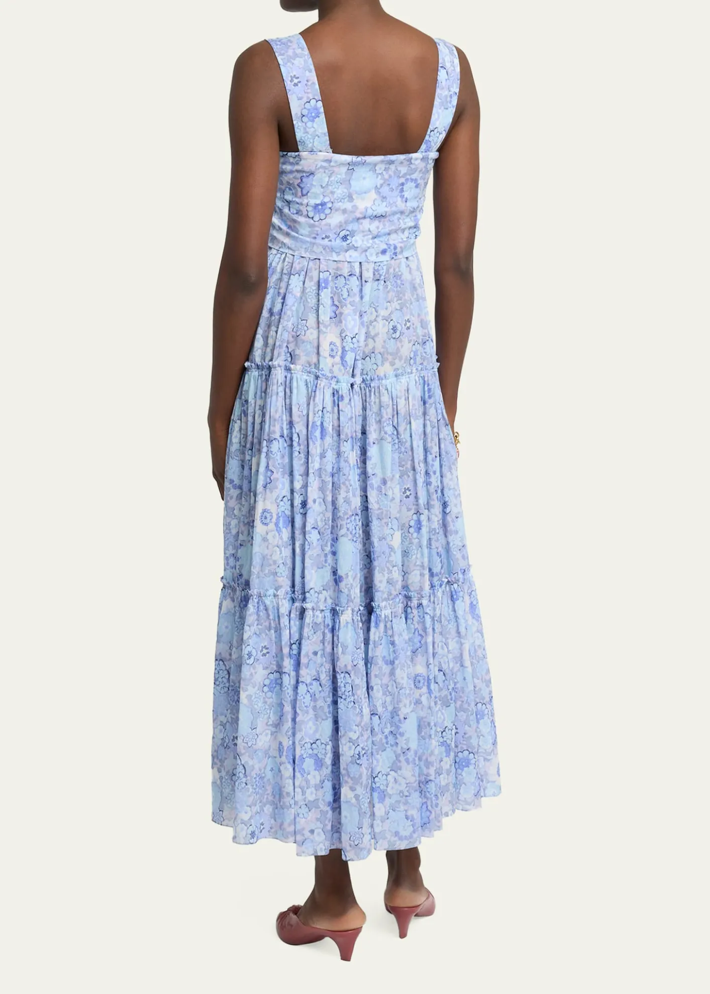 ChloePainted Flowers Cotton Maxi Dress
