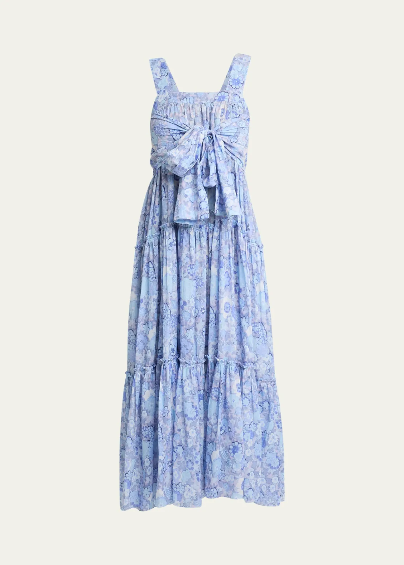 ChloePainted Flowers Cotton Maxi Dress
