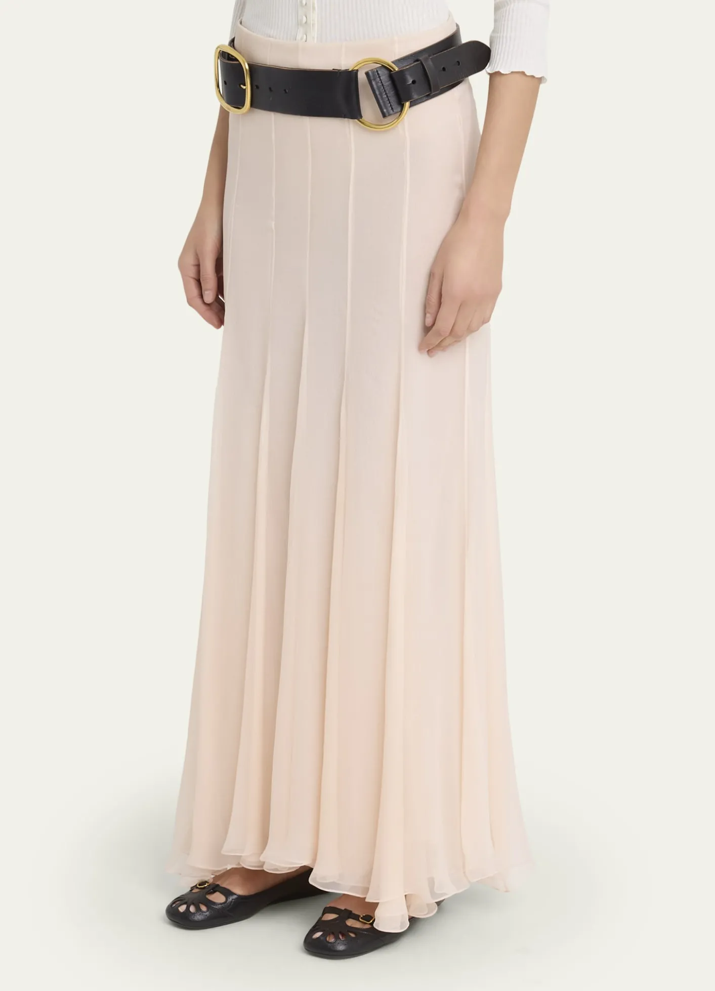 ChloePaneled Sheer Silk Maxi Skirt