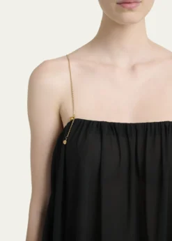 ChloePendant-Chain Tiered Organic Silk Georgette Backless Gown