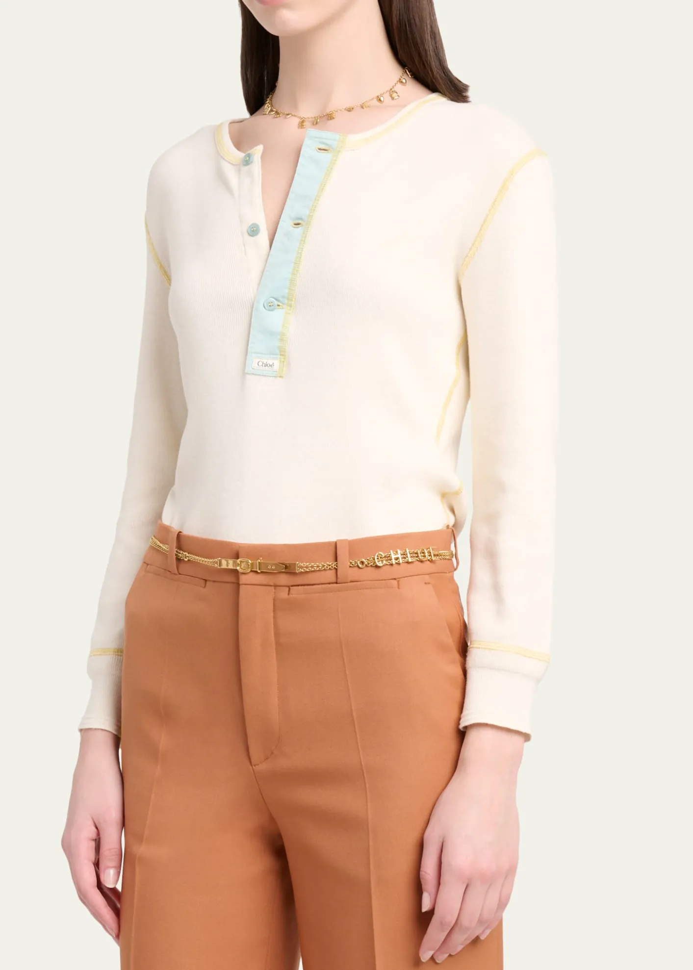ChloeRibbed Cotton Jersey Top