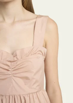 ChloeRuffle Sweetheart-Neck Sleeveless Technical Taffeta Midi Dress