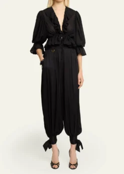 ChloeSilk Charmeuse Balloon-Leg Ankle Trousers