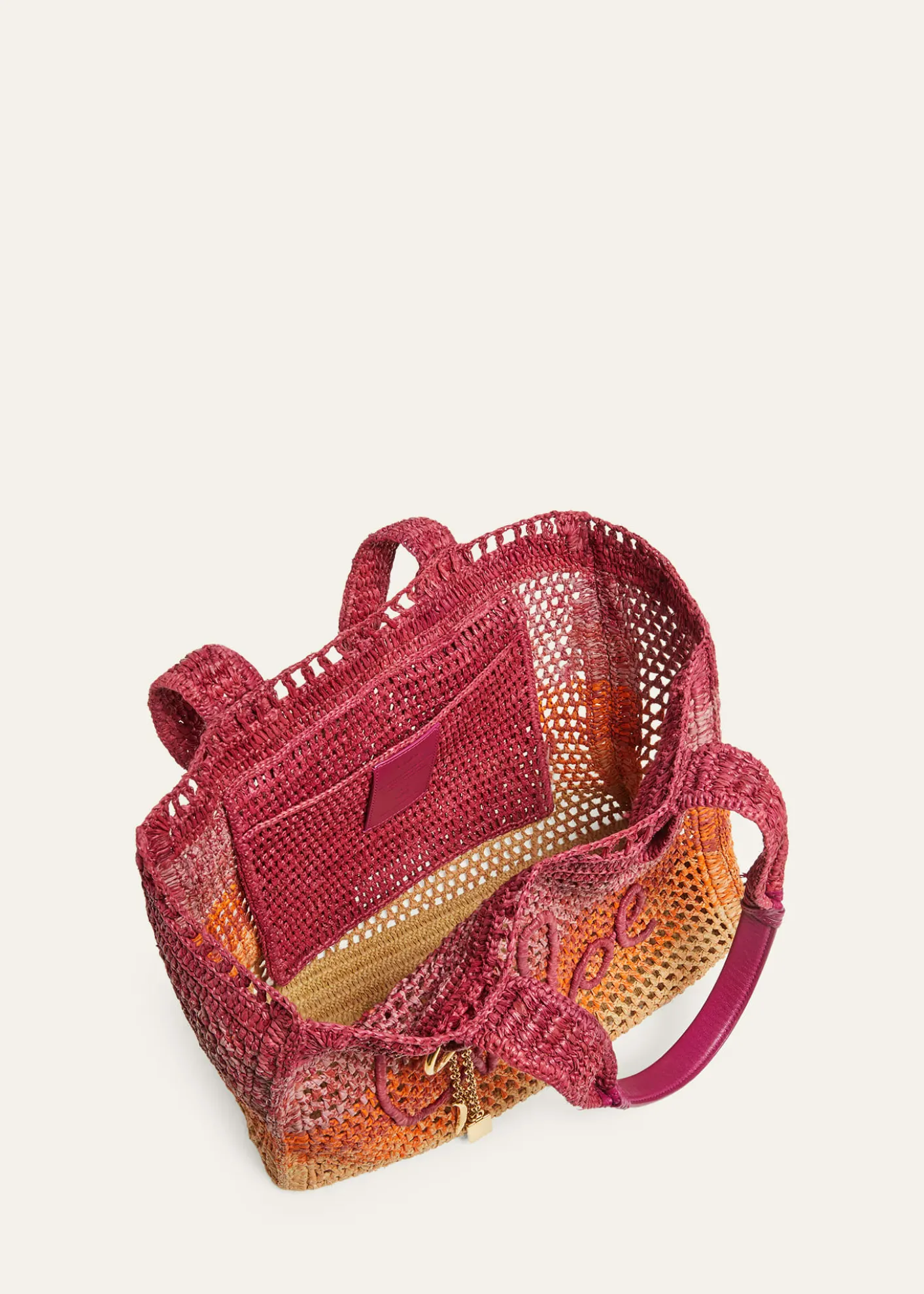 ChloeSummer Banana Ombre Raffia Tote Bag