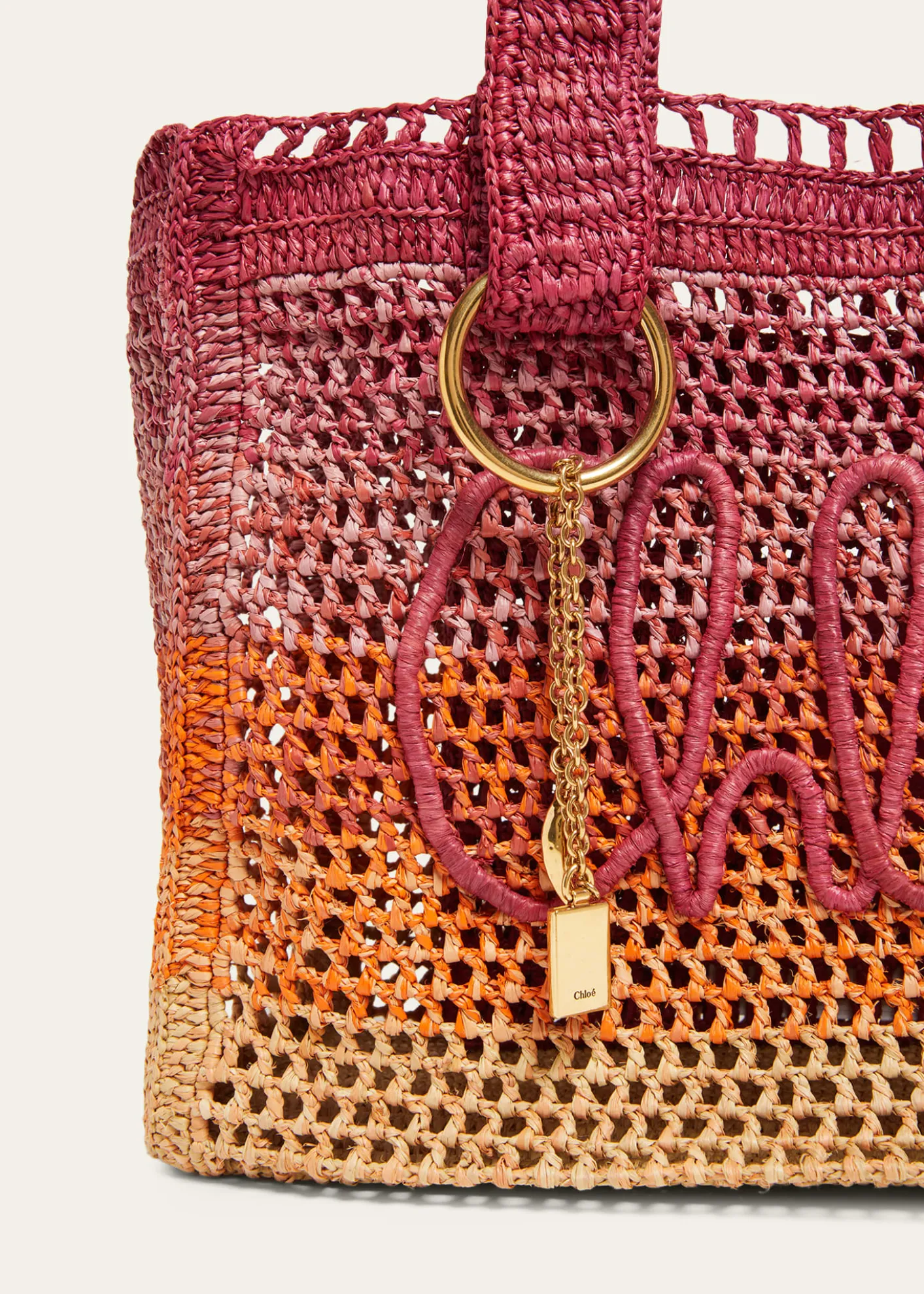 ChloeSummer Banana Ombre Raffia Tote Bag