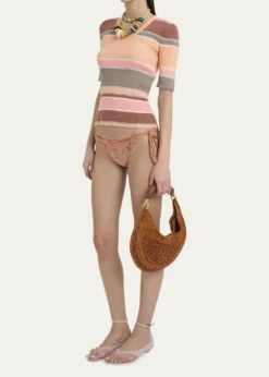 ChloeSummer Banana Top-Handle Bag in Crochet Fabric