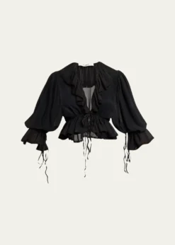 ChloeTie Ruffle Silk Crop Top