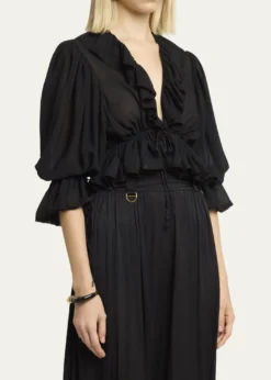 ChloeTie Ruffle Silk Crop Top