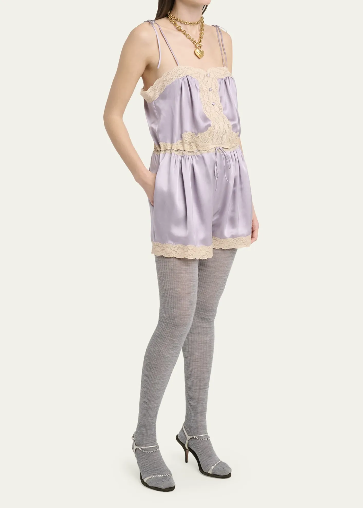 ChloeWashed Silk Satin Romper