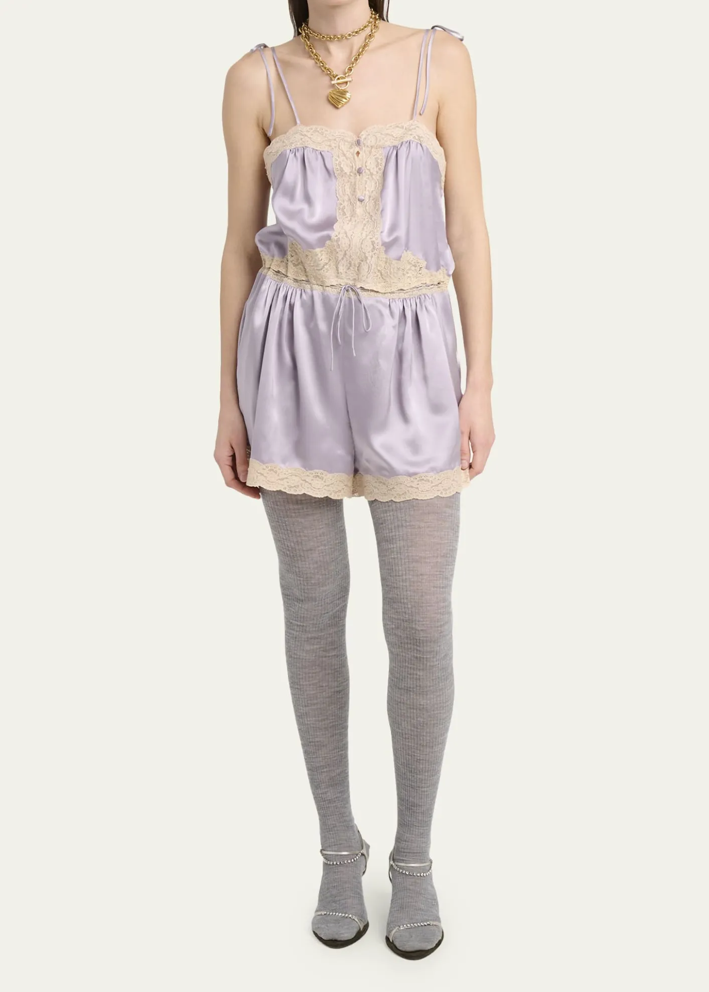 ChloeWashed Silk Satin Romper