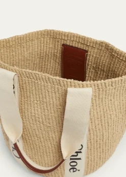 ChloeWoody Large Mifuko Basket Bag in Fair Trade Paper Embellished with Linen