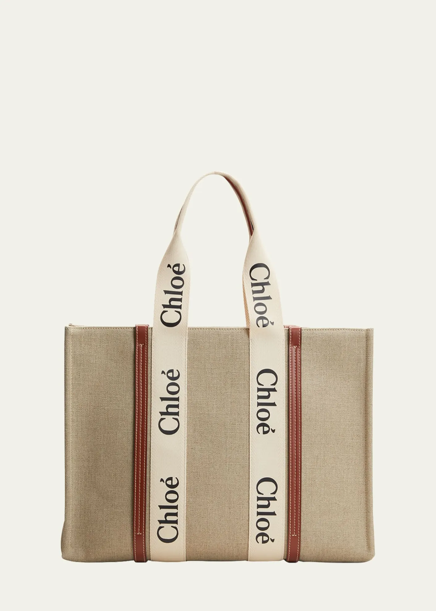 ChloeWoody Large Tote Bag in Linen