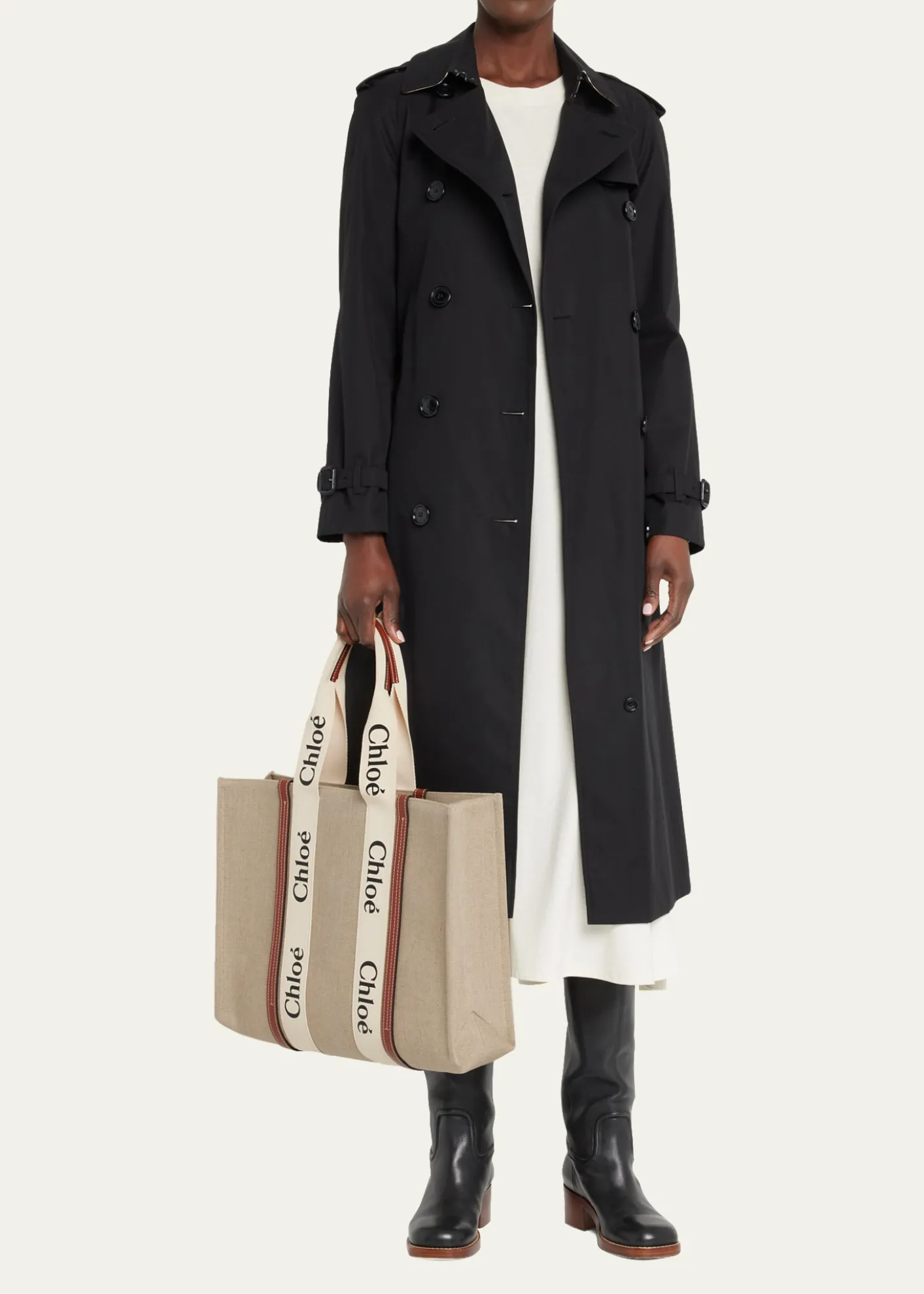 ChloeWoody Large Tote Bag in Linen