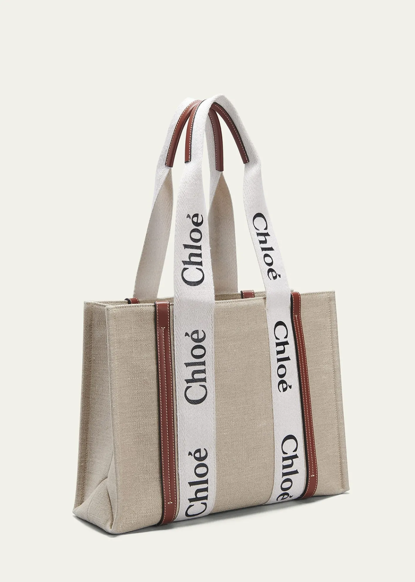 ChloeWoody Medium Tote Bag in Linen