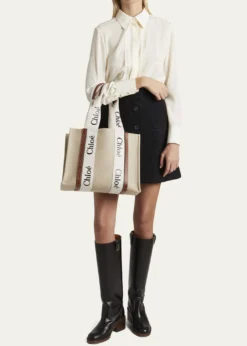 ChloeWoody Medium Tote Bag in Linen