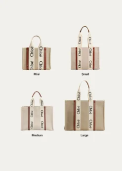 ChloeWoody Small Tote Bag in Linen with Crossbody Strap