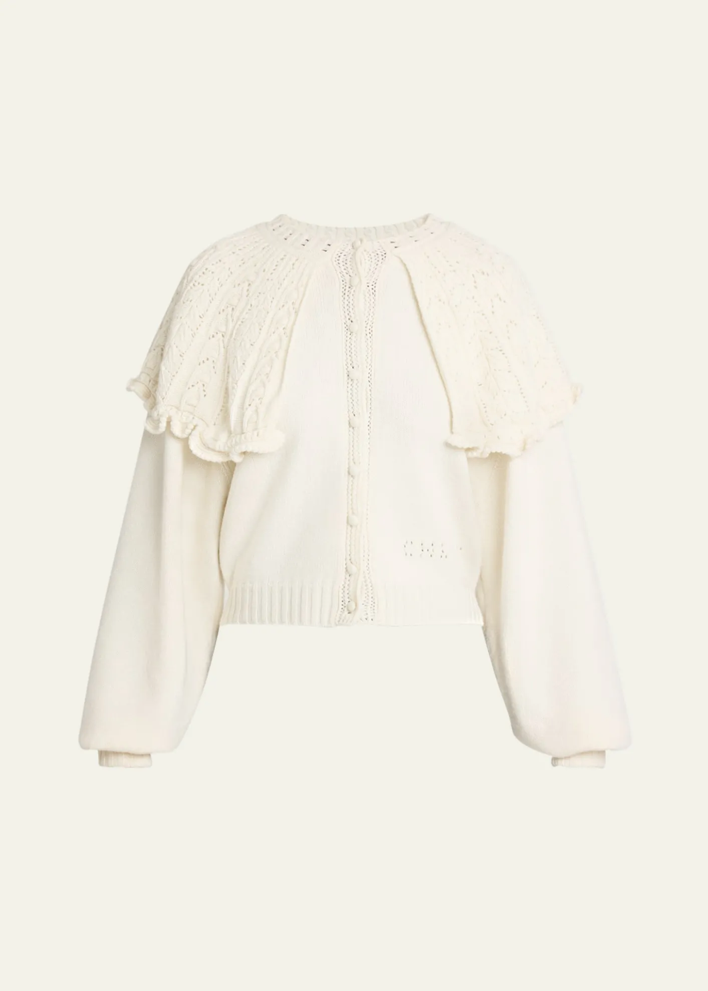 ChloeWool-Cashmere Pointelle Capelet Cardigan