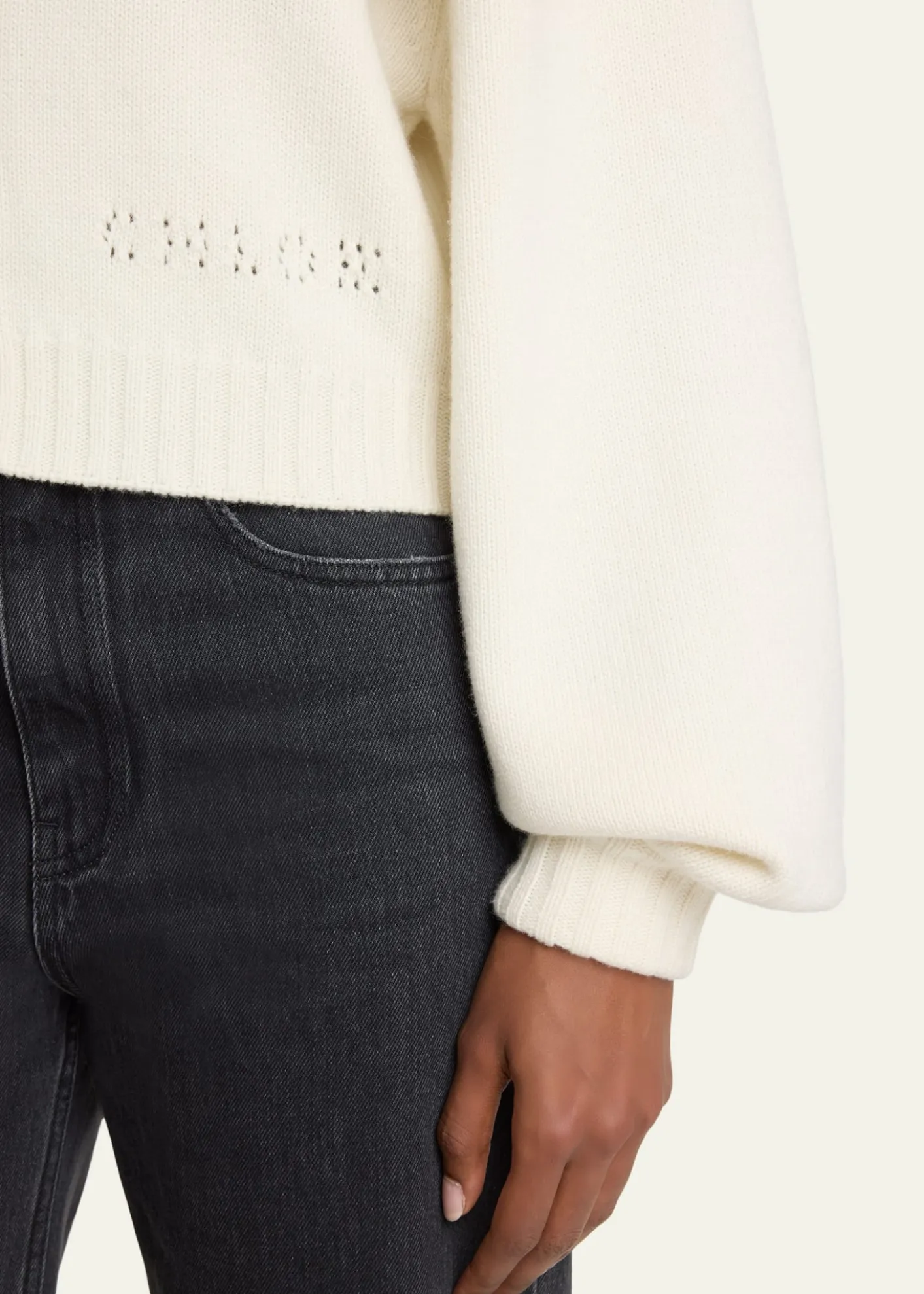 ChloeWool-Cashmere Pointelle Capelet Cardigan