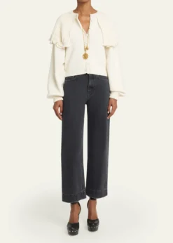 ChloeWool-Cashmere Pointelle Capelet Cardigan