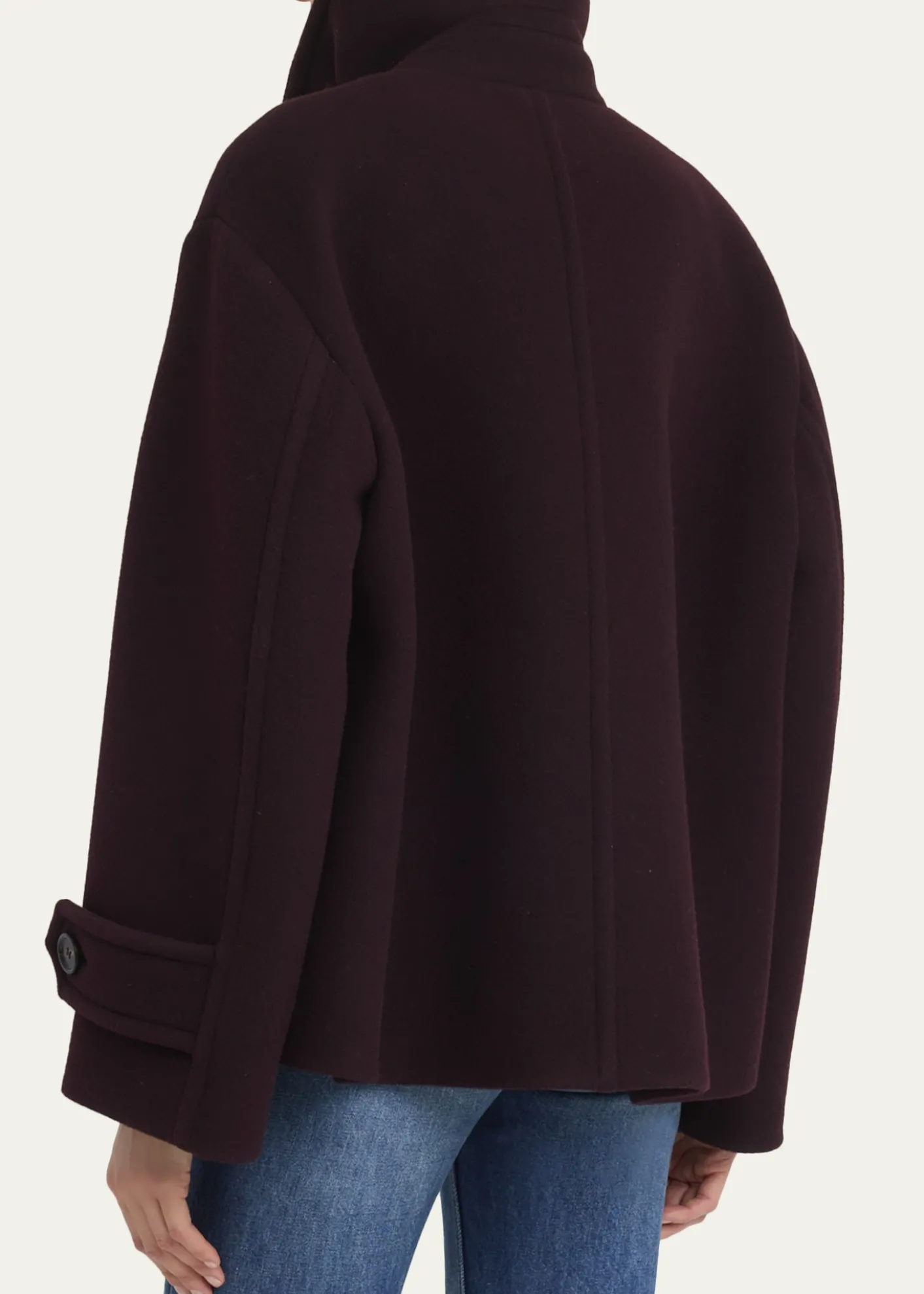 ChloeWool Double-Breasted Oversized Pea Coat