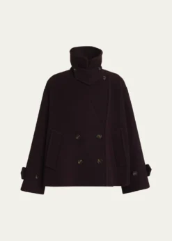 ChloeWool Double-Breasted Oversized Pea Coat