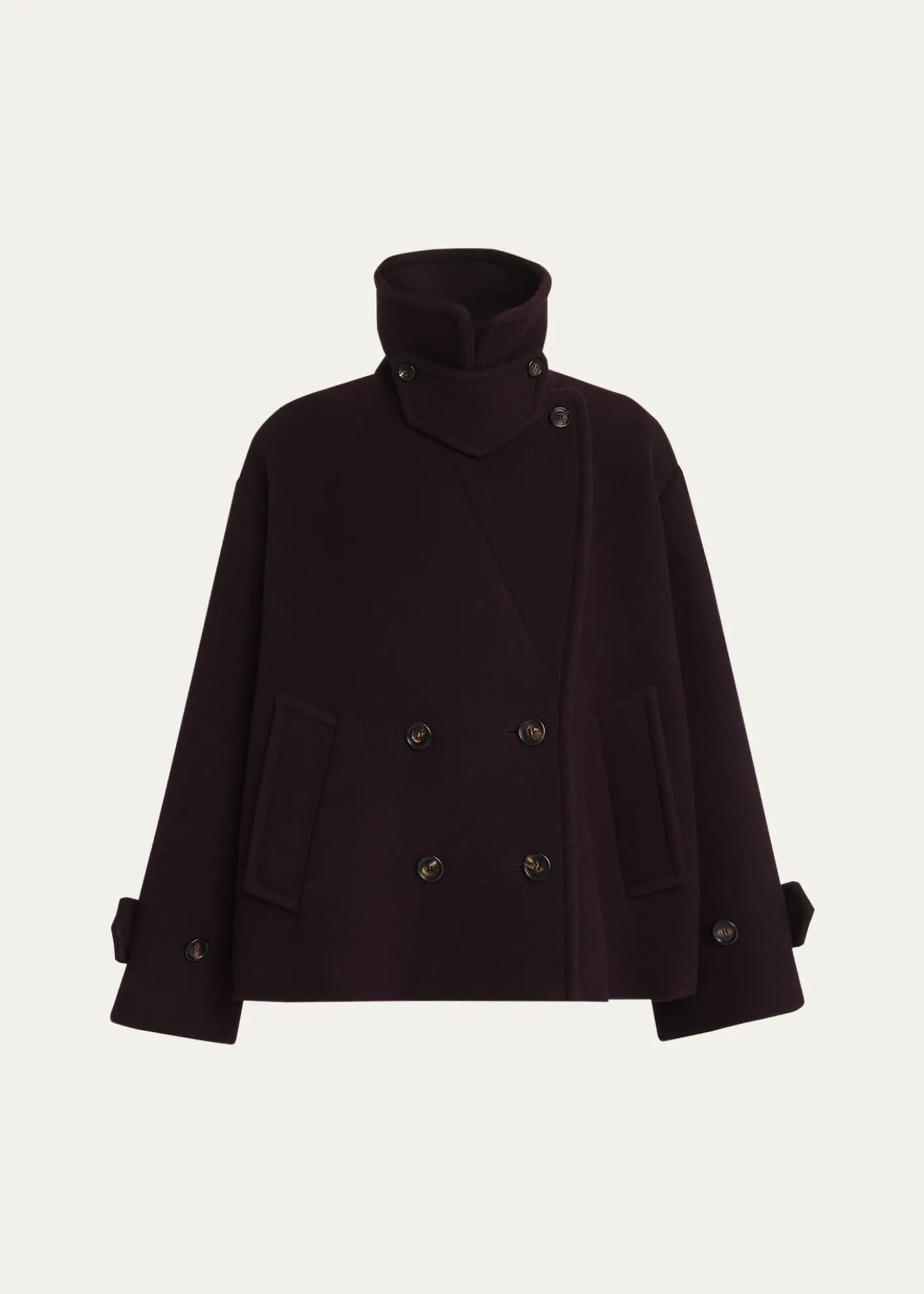 ChloeWool Double-Breasted Oversized Pea Coat