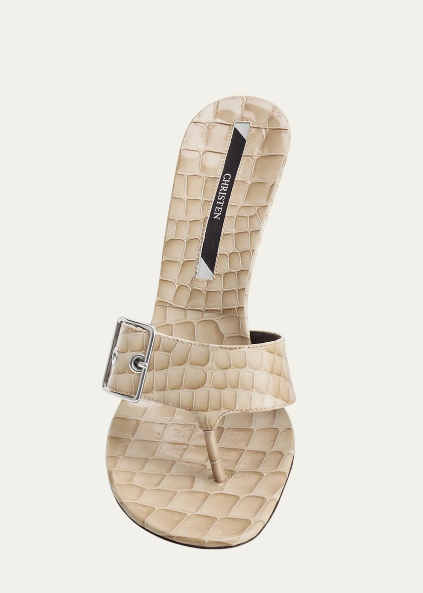 ChristenHelix Croco Buckle Thong Sandals
