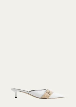 ChristenHelix Mixed Leather Buckle Mules