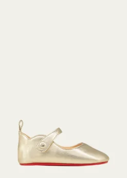 Christian LouboutinGirl's Love Chick Metallic Leather Ballerina Shoes, Baby