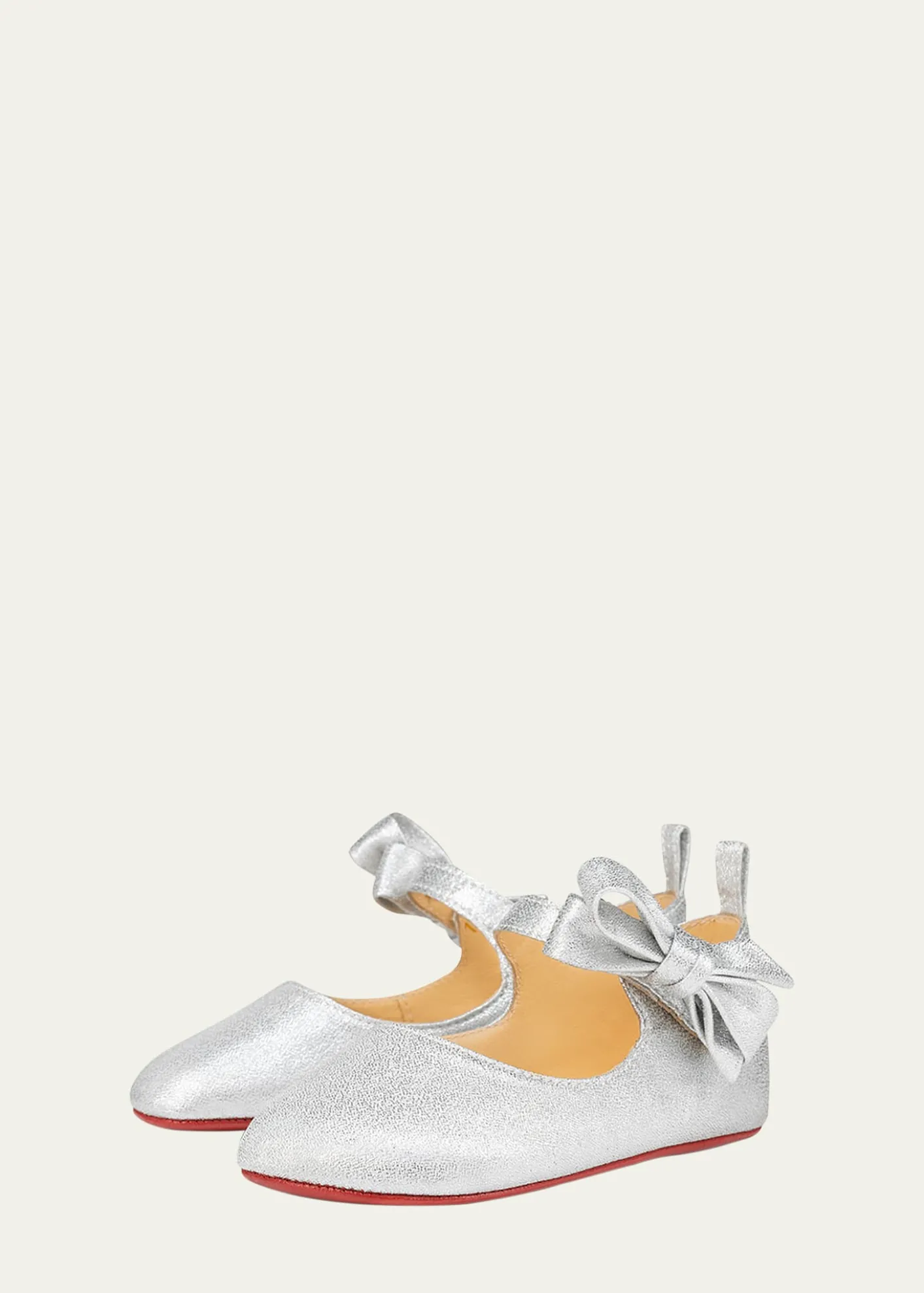Christian LouboutinGirl's Lou Babe Shimmer Bow Ballerina Shoes, Baby