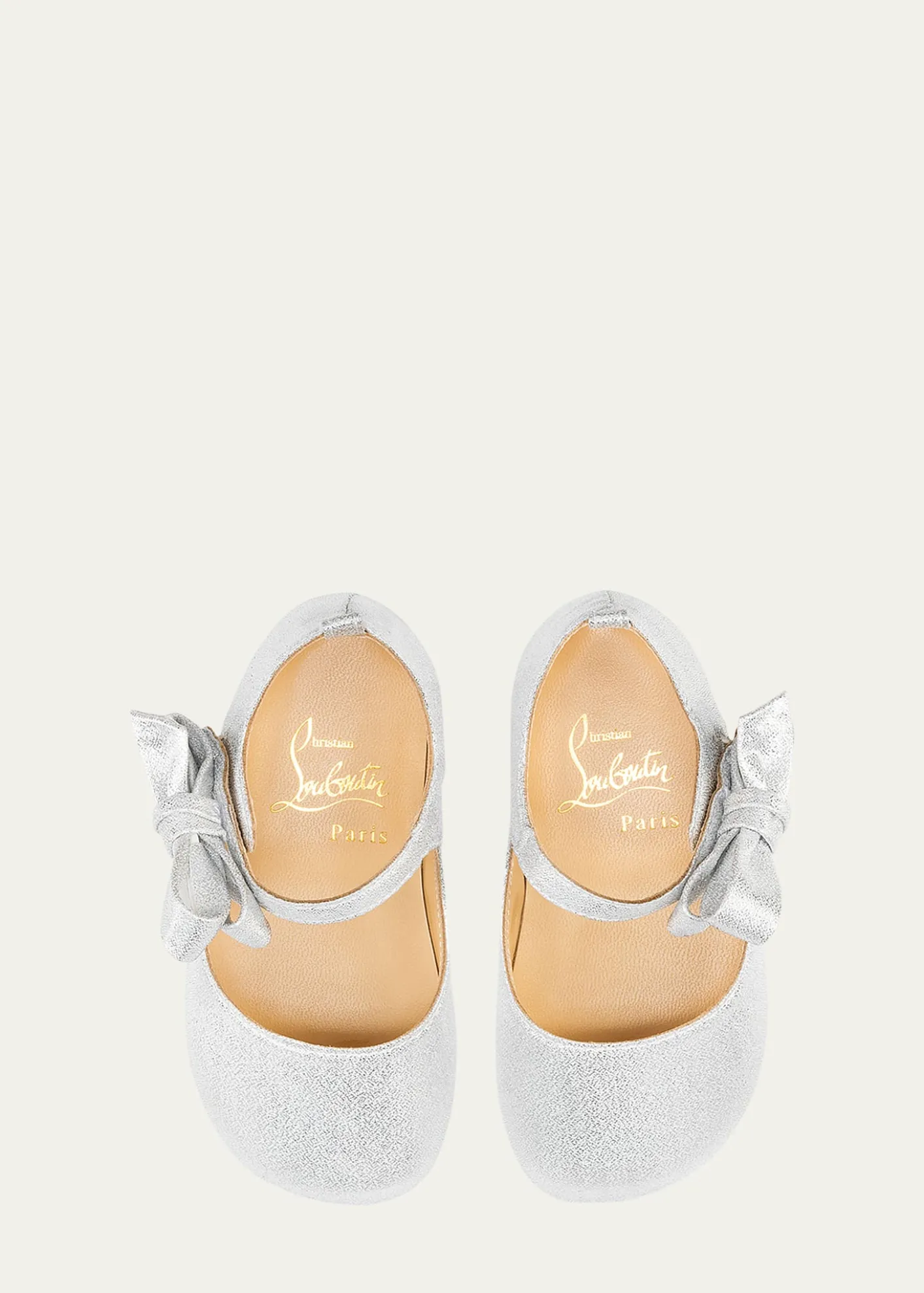 Christian LouboutinGirl's Lou Babe Shimmer Bow Ballerina Shoes, Baby