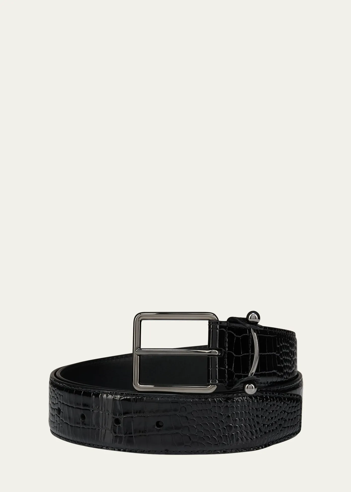 Christian LouboutinMen's Chambeliss Alligator-Effect Leather Belt