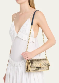 Christian LouboutinBettina Crossbody Bag in Striped Crochet Raffia
