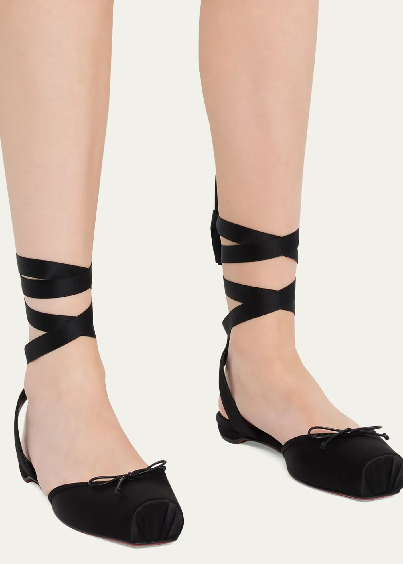 Christian LouboutinCassia Satin Lace-Up Ballerina Flats