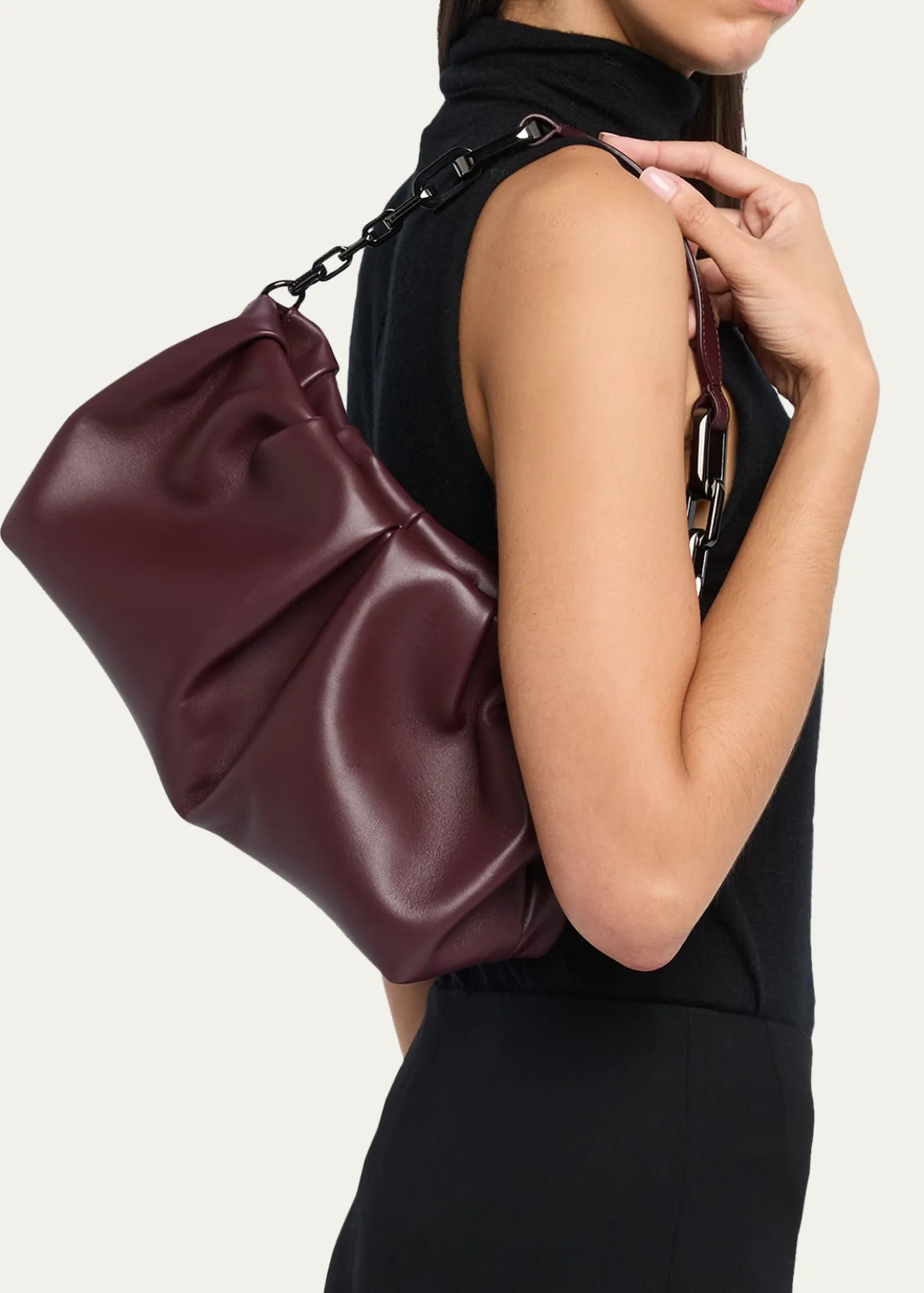 Christian LouboutinEva Pleated Nappa Leather Shoulder Bag